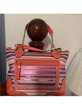 Coach Poppy sequin striped bag